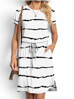 HUSKARY Drawstring T Shirt Dress Size Medium